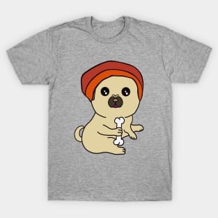 Cool Pug With Beanie T-Shirt